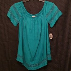 NWT Turquoise Off Shoulder/Peasant Top